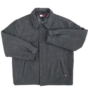 Tommy Hilfiger Wool Blend Field Jacket Mens XL Gray Utility Workwear Winter Coat
